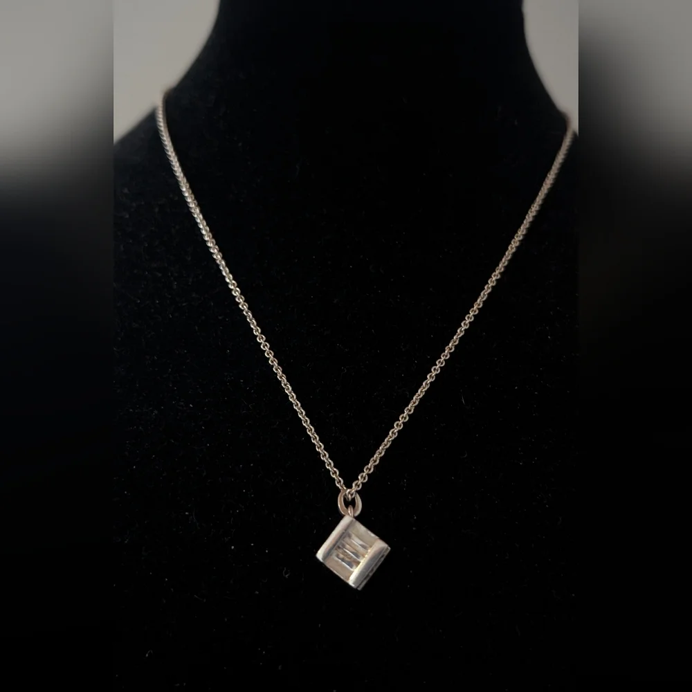 Tiffany & Co Silver LARGE Atlas Roman Numeral Cube Pendant Necklace - Picture 7 of 7